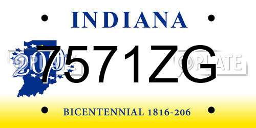 7571ZG Indiana License Plate
