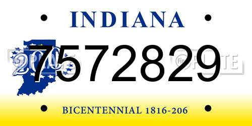 7572829 Indiana License Plate