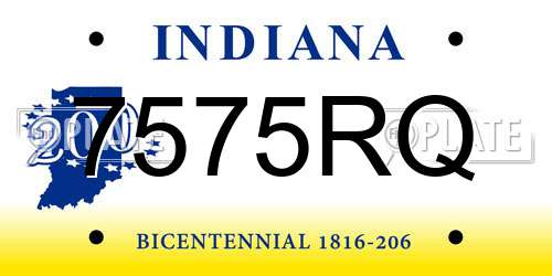 7575RQ Indiana License Plate
