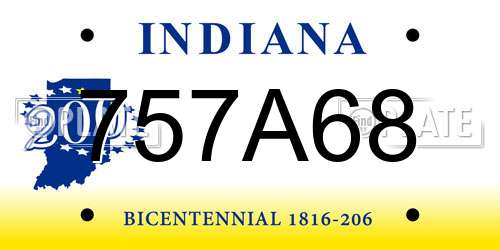 757A68 Indiana License Plate