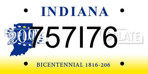 757I76 Indiana License Plate