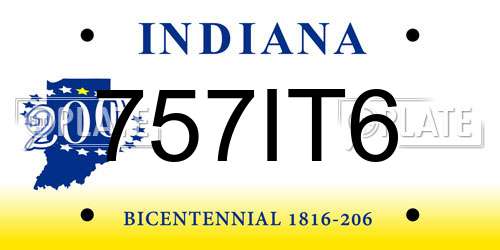 757IT6 Indiana License Plate