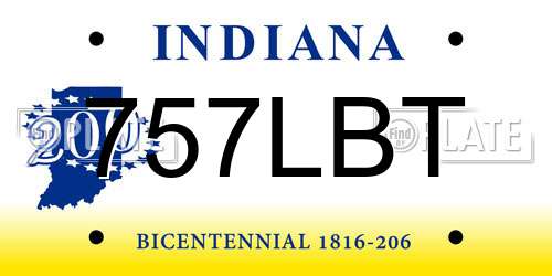 757LBT Indiana License Plate