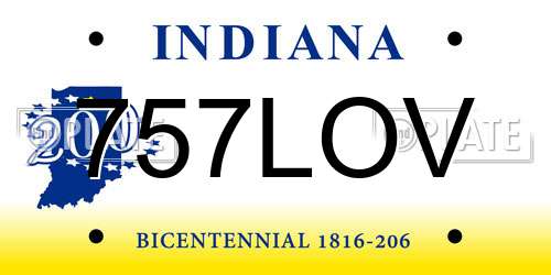 757LOV Indiana License Plate