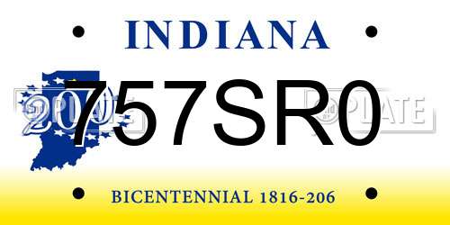 757SR0 Indiana License Plate