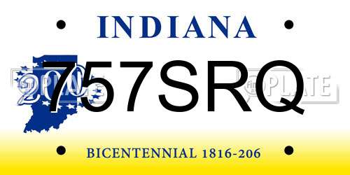 757SRQ Indiana License Plate
