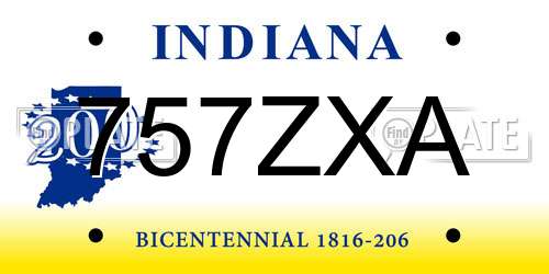 757ZXA Indiana License Plate