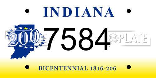 7584 Indiana License Plate