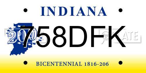 758DFK Indiana License Plate