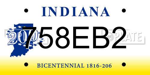 758EB2 Indiana License Plate
