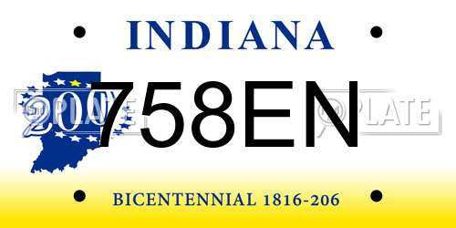 758EN Indiana License Plate