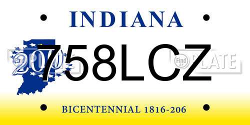 758LCZ Indiana License Plate