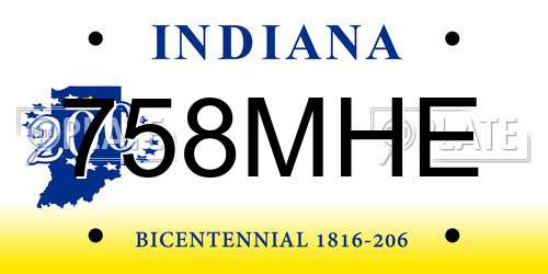 758MHE Indiana License Plate