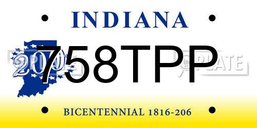 758TPP Indiana License Plate