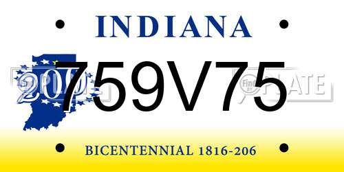 759V75 Indiana License Plate