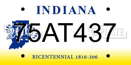 75AT437 Indiana License Plate