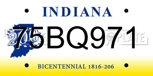 75BQ971 Indiana License Plate