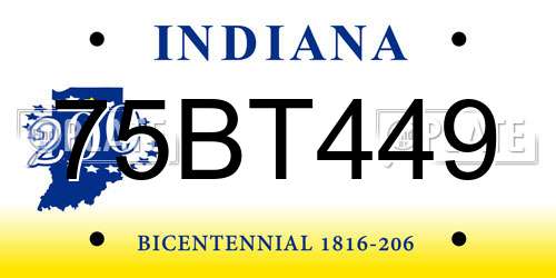 75BT449 Indiana License Plate