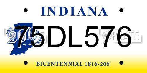 75DL576 Indiana License Plate