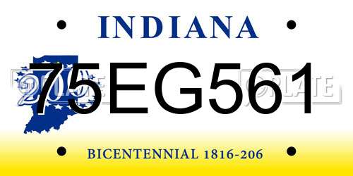 75EG561 Indiana License Plate