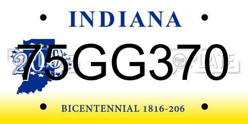 75GG370 Indiana License Plate