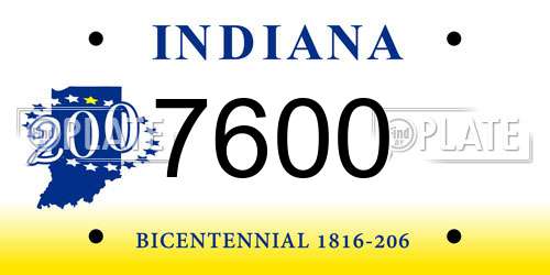 7600 Indiana License Plate