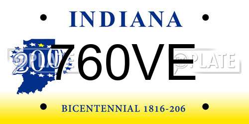 760VE Indiana License Plate