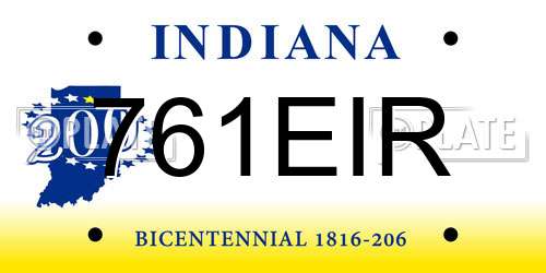 761EIR Indiana License Plate