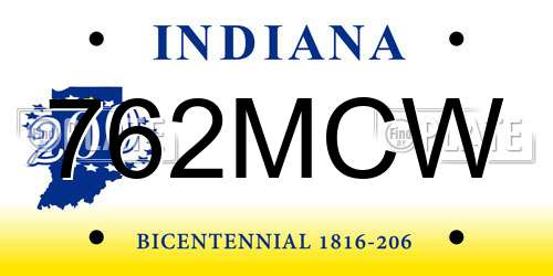 762MCW Indiana License Plate