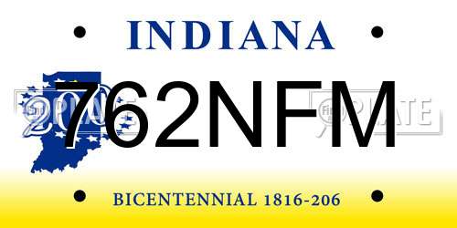 762NFM Indiana License Plate