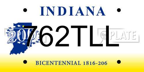762TLL Indiana License Plate