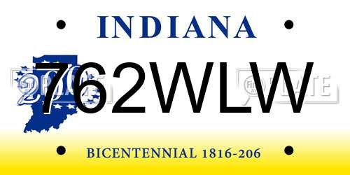 762WLW Indiana License Plate