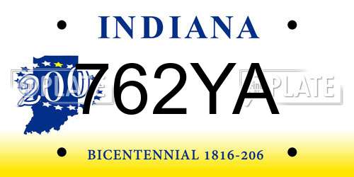 762YA Indiana License Plate