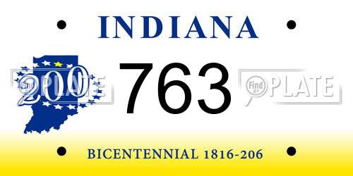 763 Indiana License Plate