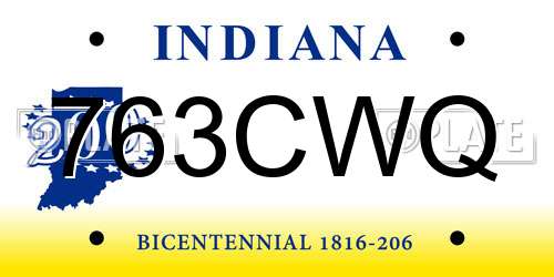 763CWQ Indiana License Plate