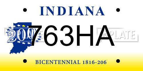 763HA Indiana License Plate