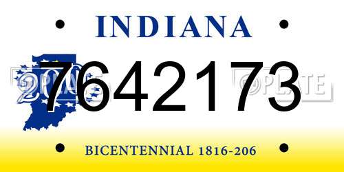 7642173 Indiana License Plate