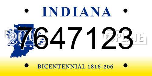7647123 Indiana License Plate
