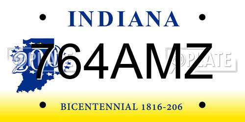 764AMZ Indiana License Plate
