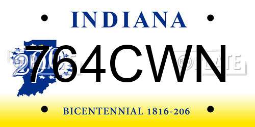 764CWN Indiana License Plate