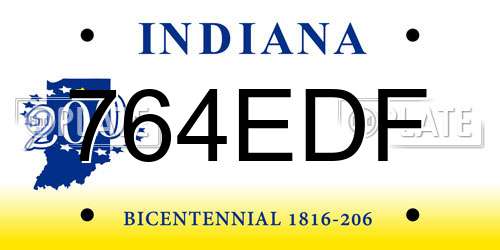764EDF Indiana License Plate