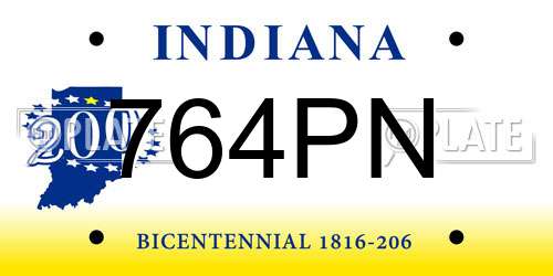 764PN Indiana License Plate