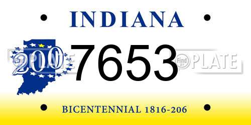 7653 Indiana License Plate