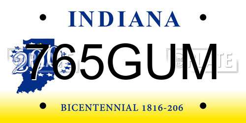 765GUM Indiana License Plate