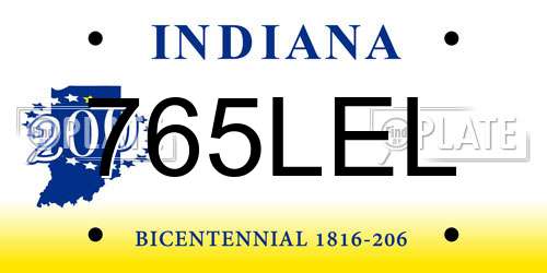 765LEL Indiana License Plate