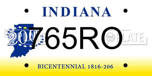 765RO Indiana License Plate