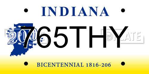 765THY Indiana License Plate