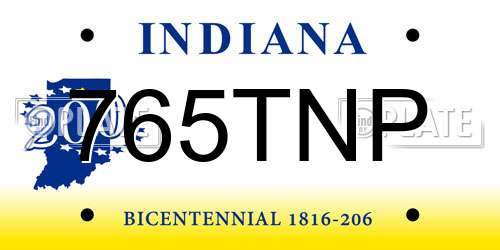 765TNP Indiana License Plate