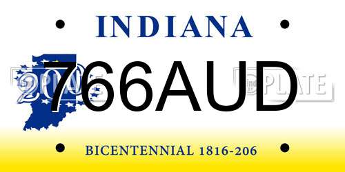 766AUD Indiana License Plate