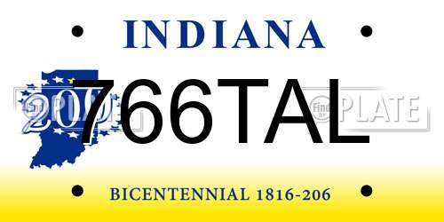 766TAL Indiana License Plate